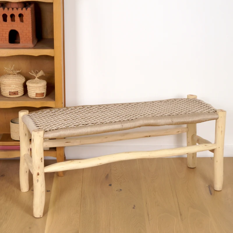 Banc en bois et assise en nylon Beige