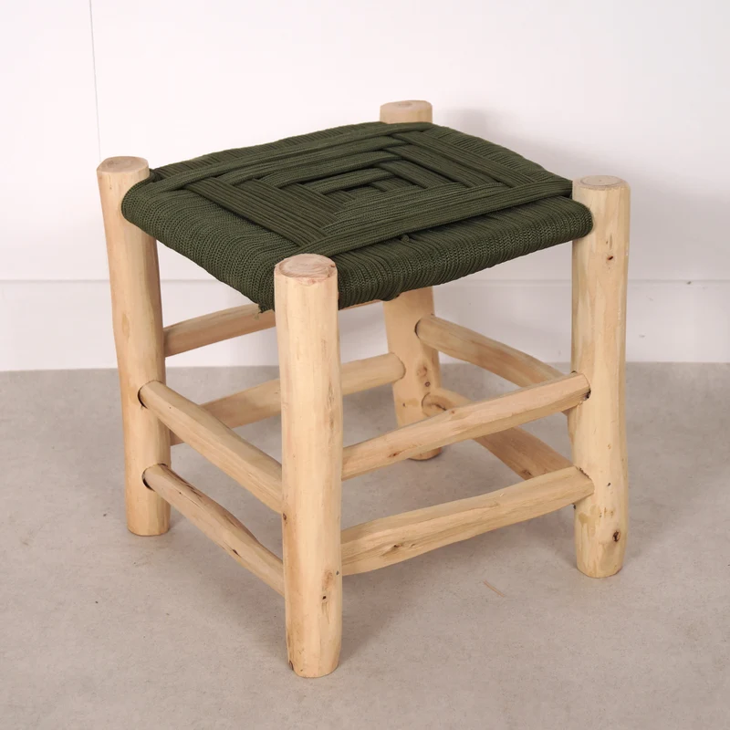 Tabouret marocain coloré en bois - Vert