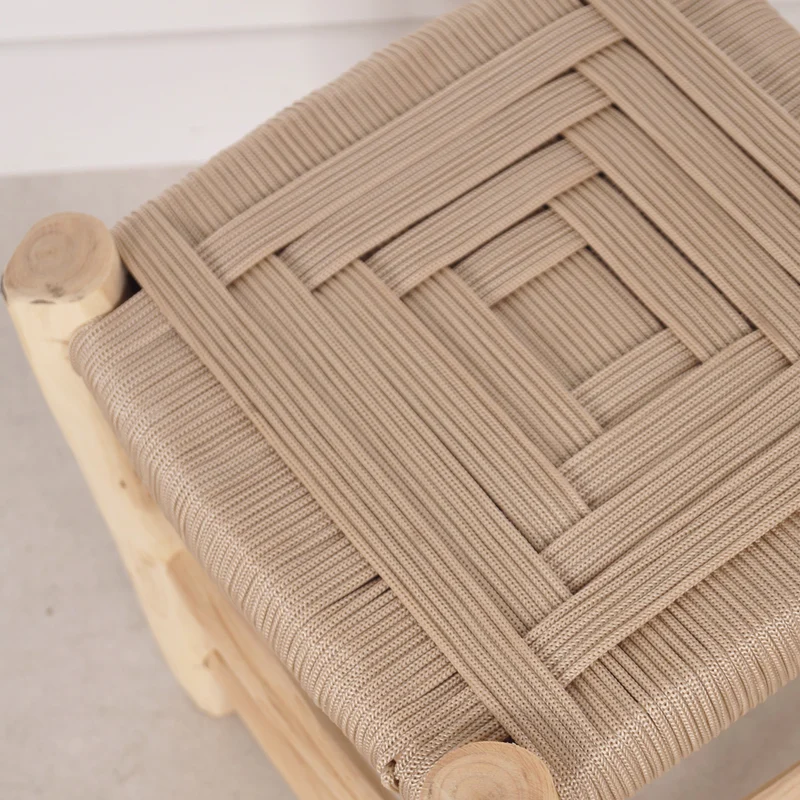 Tabouret marocain coloré en bois - Beige