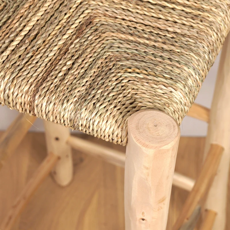 Tabouret de bar en bois et corde - 75cm