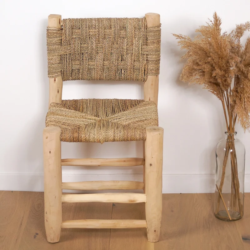 Chaise d'appoint en bois et corde