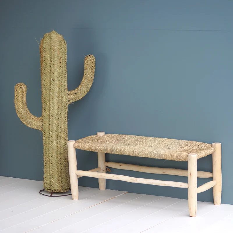 Banc en bois naturel et assise corde 80cm