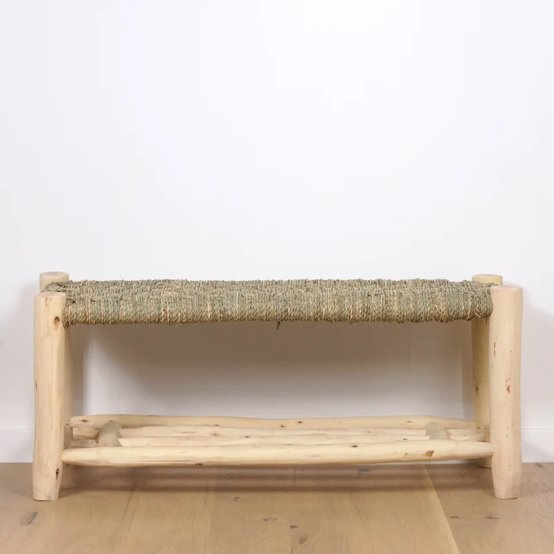 Banc marocain en bois avec rangement 100cm