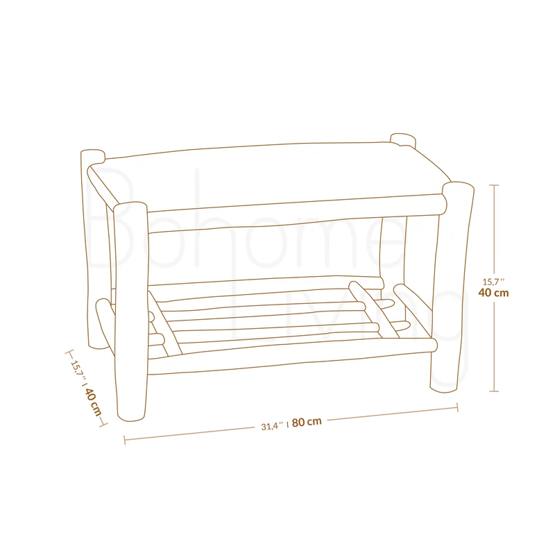 Banc en bois avec rangement 80cm