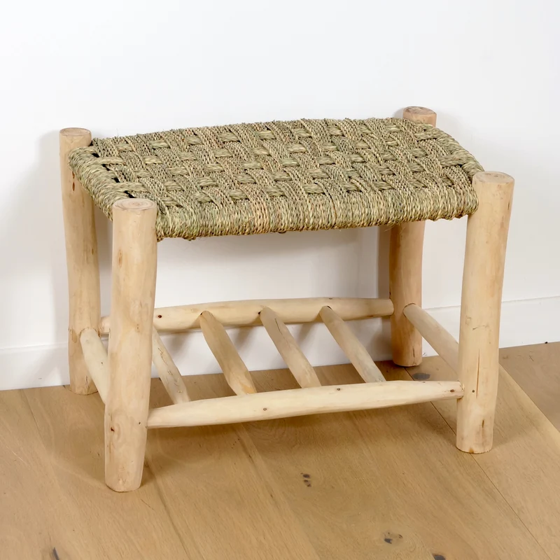 Banc marocain en bois avec rangement 60cm