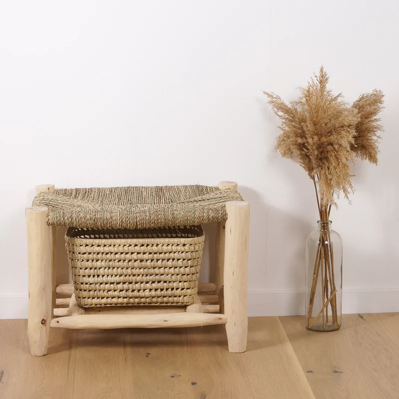Banc marocain en bois avec rangement 60cm