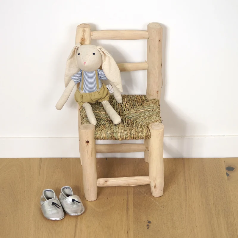 Chaise enfant en bois et corde - Dossier bois