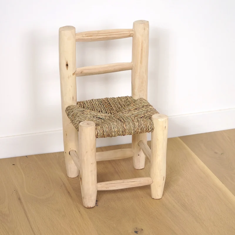 Chaise enfant en bois et corde - Dossier bois