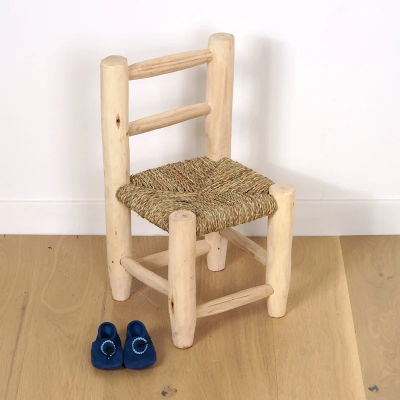 Chaise enfant en bois et corde - Dossier bois
