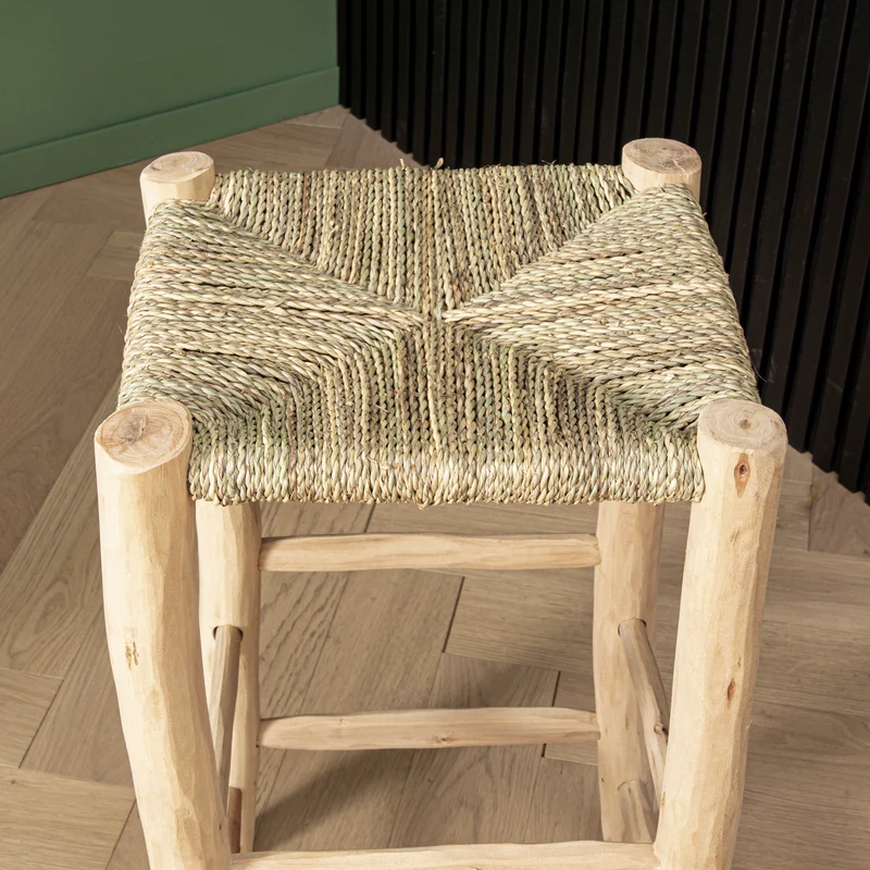 Tabouret de bar en bois et corde - 65cm