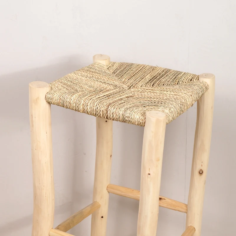 Tabouret de bar en bois et corde - 65cm