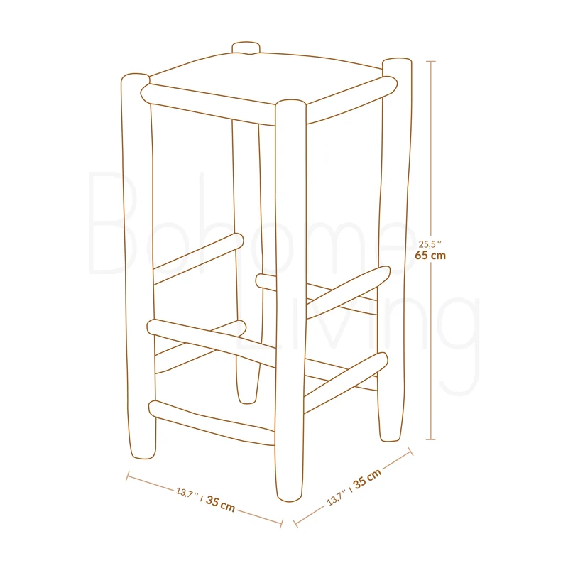 Tabouret de bar en bois et corde - 65cm