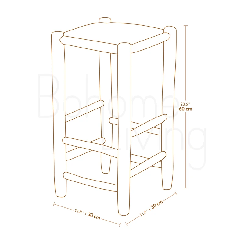 Tabouret de bar en bois et corde - 60cm