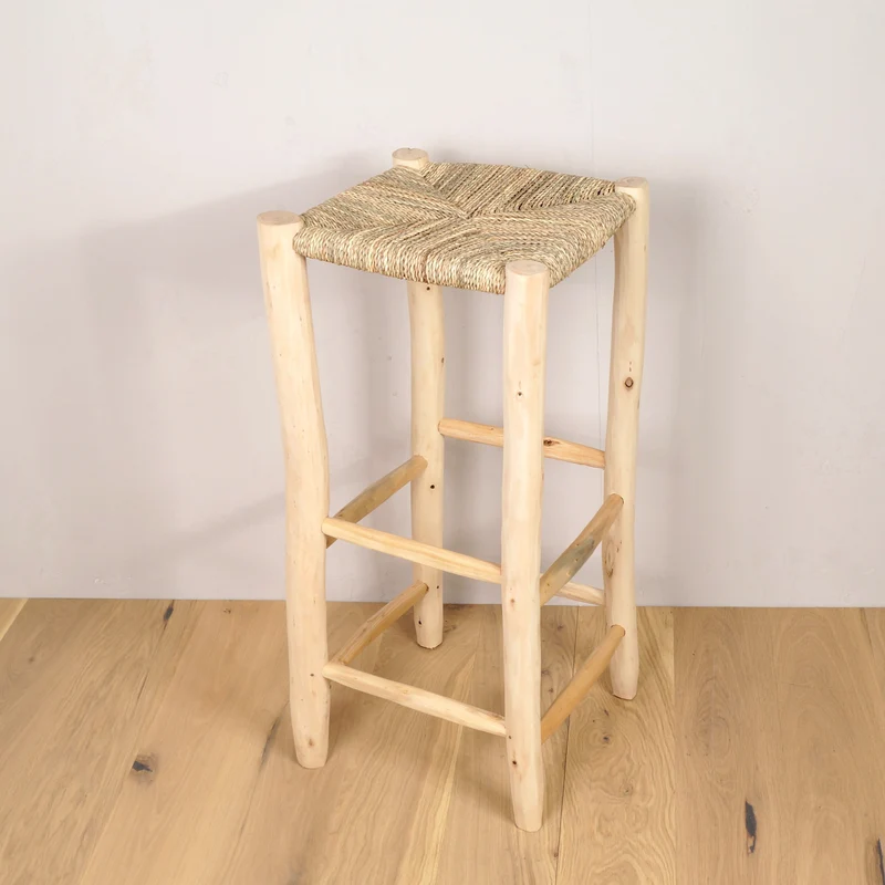 Tabouret de bar en bois et corde - 70cm