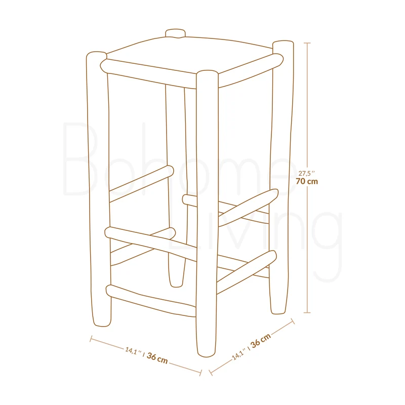 Tabouret de bar en bois et corde - 70cm