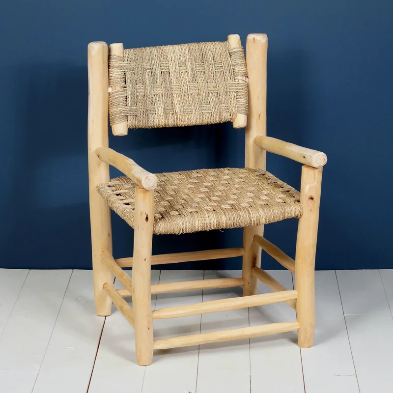 Fauteuil marocain en bois avec accoudoir - Dossier inclinable