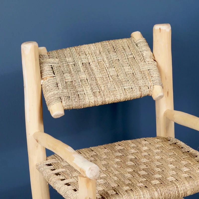 Fauteuil marocain en bois avec accoudoir - Dossier inclinable
