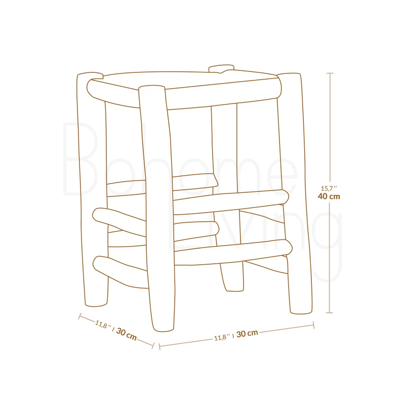 Tabouret marocain en bois et cuir