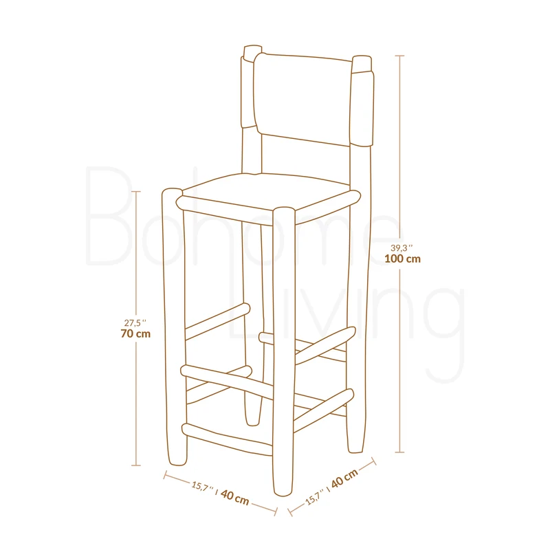 Chaise haute en bois et corde - 70cm
