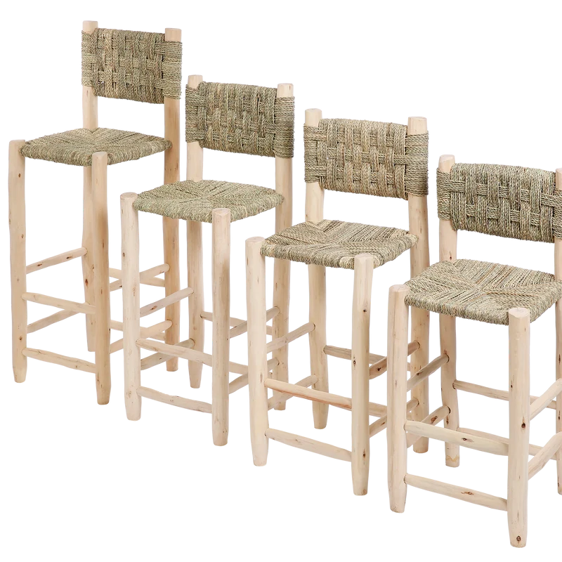 Chaise haute marocaine en bois et corde