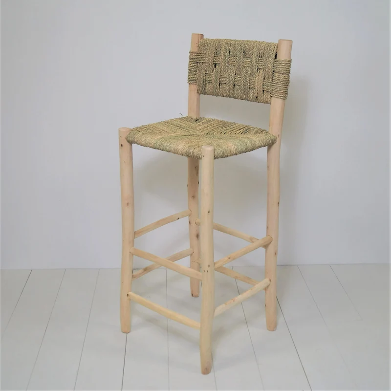 Chaise haute marocaine en bois et corde