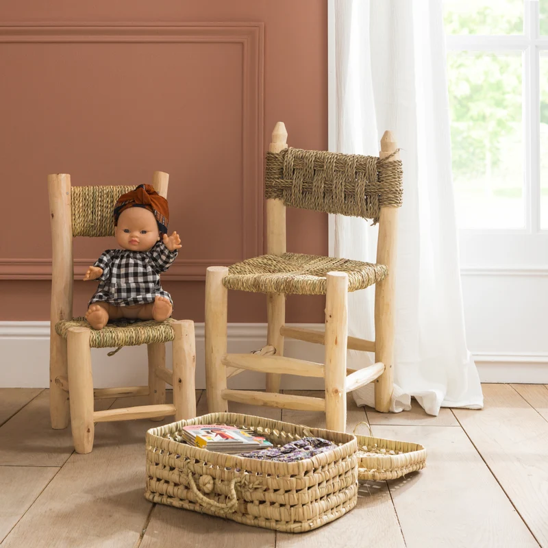 Chaise enfant en bois et corde