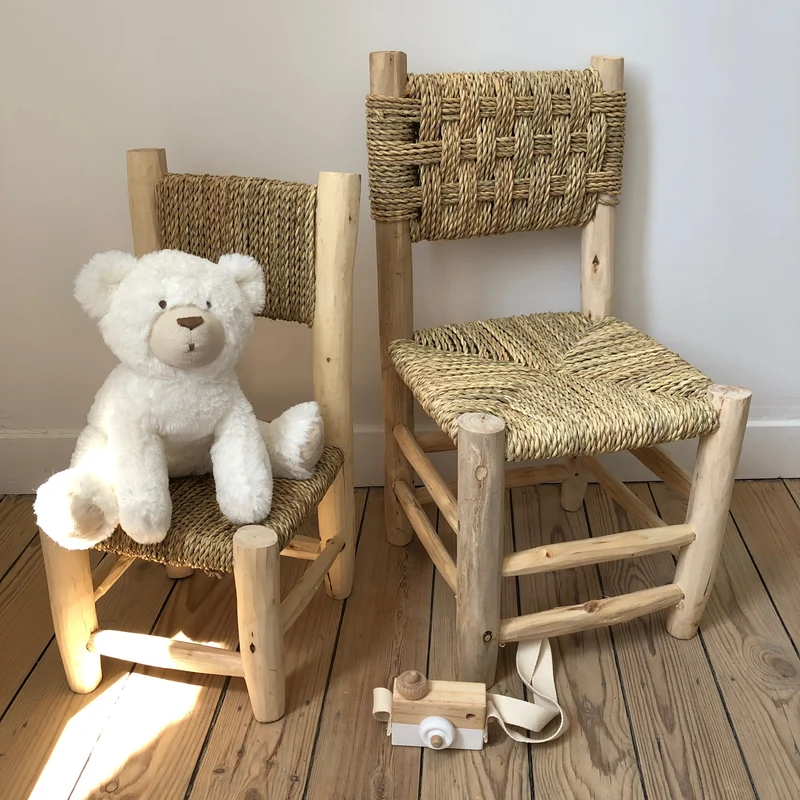 Chaise enfant en bois et corde