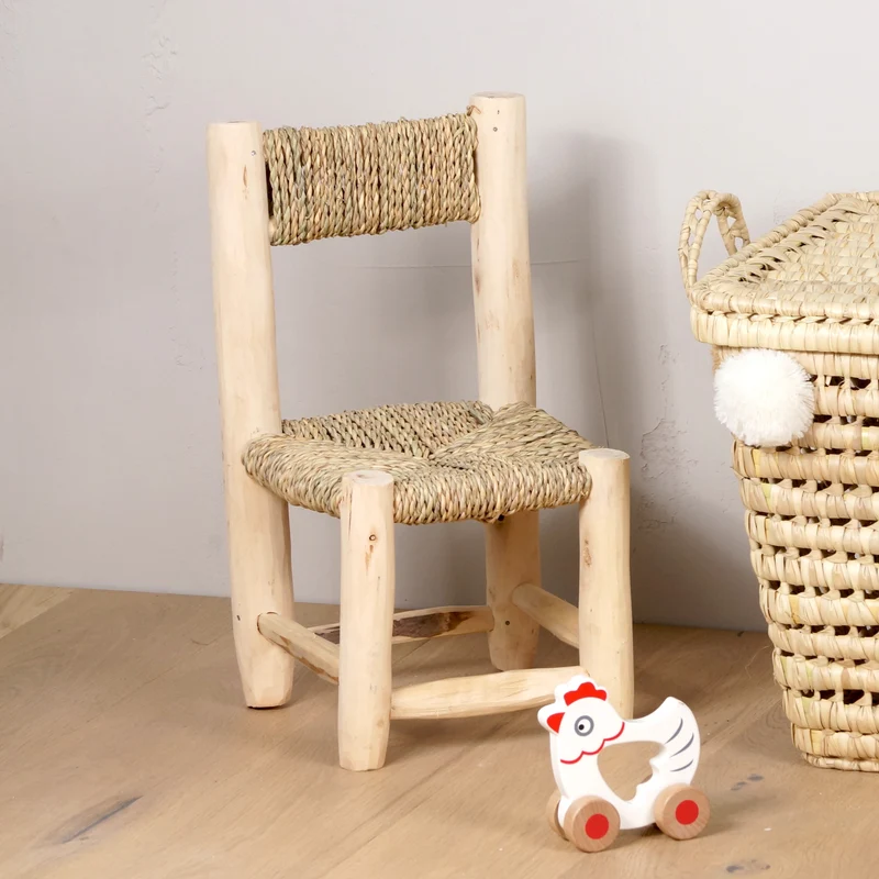 Chaise enfant en bois et corde