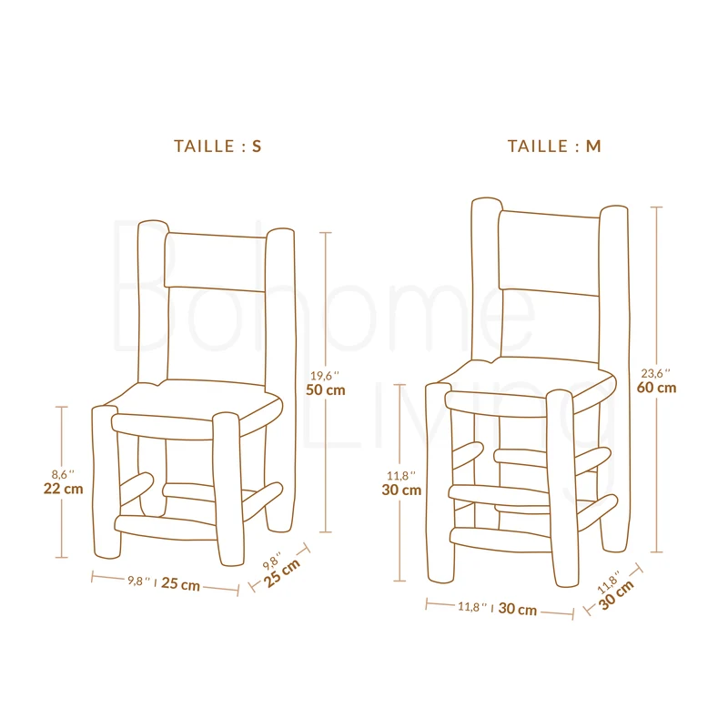Chaise enfant en bois et corde