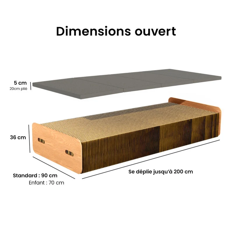 Lit pliable - Sommier avec matelas, Jules