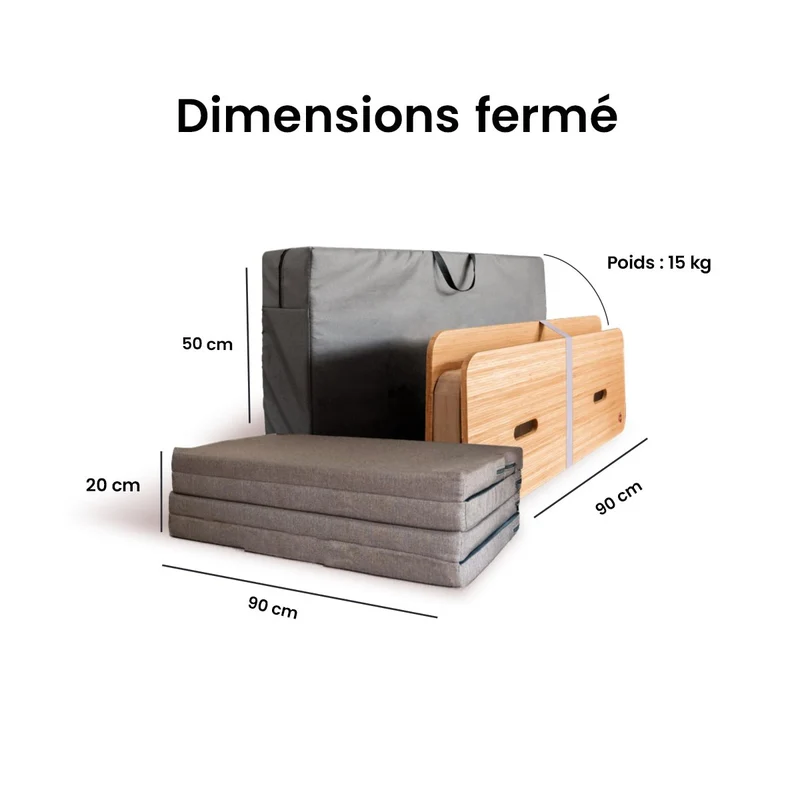 Lit pliable - Sommier avec matelas, Jules