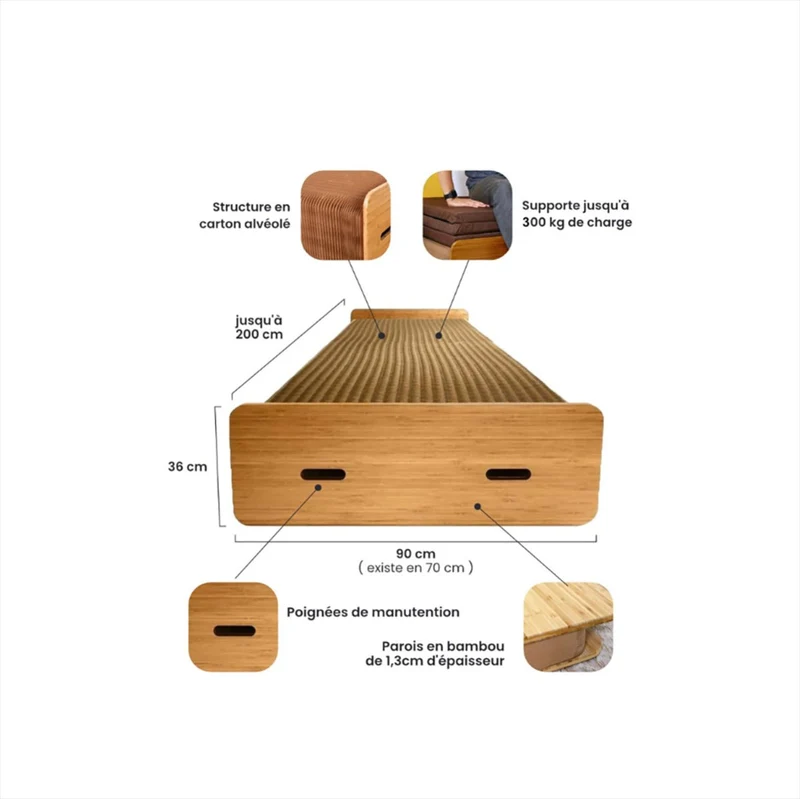 Lit pliable - Sommier avec matelas, Jules