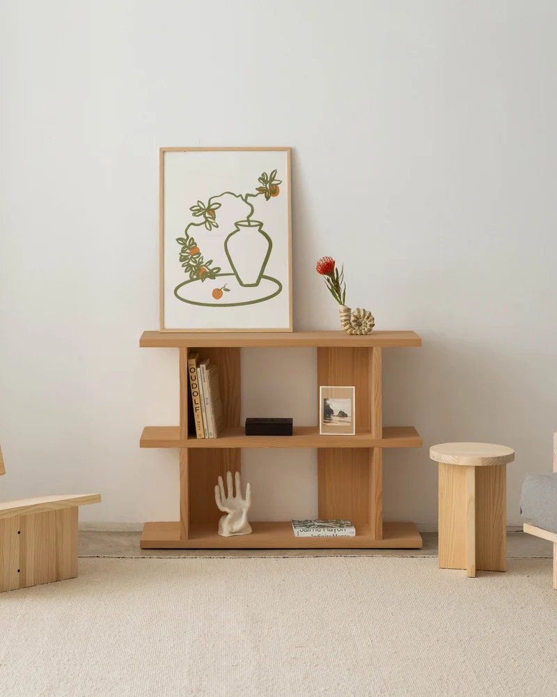 Castell solid wood bookcase 106.5 x 77.8 cm