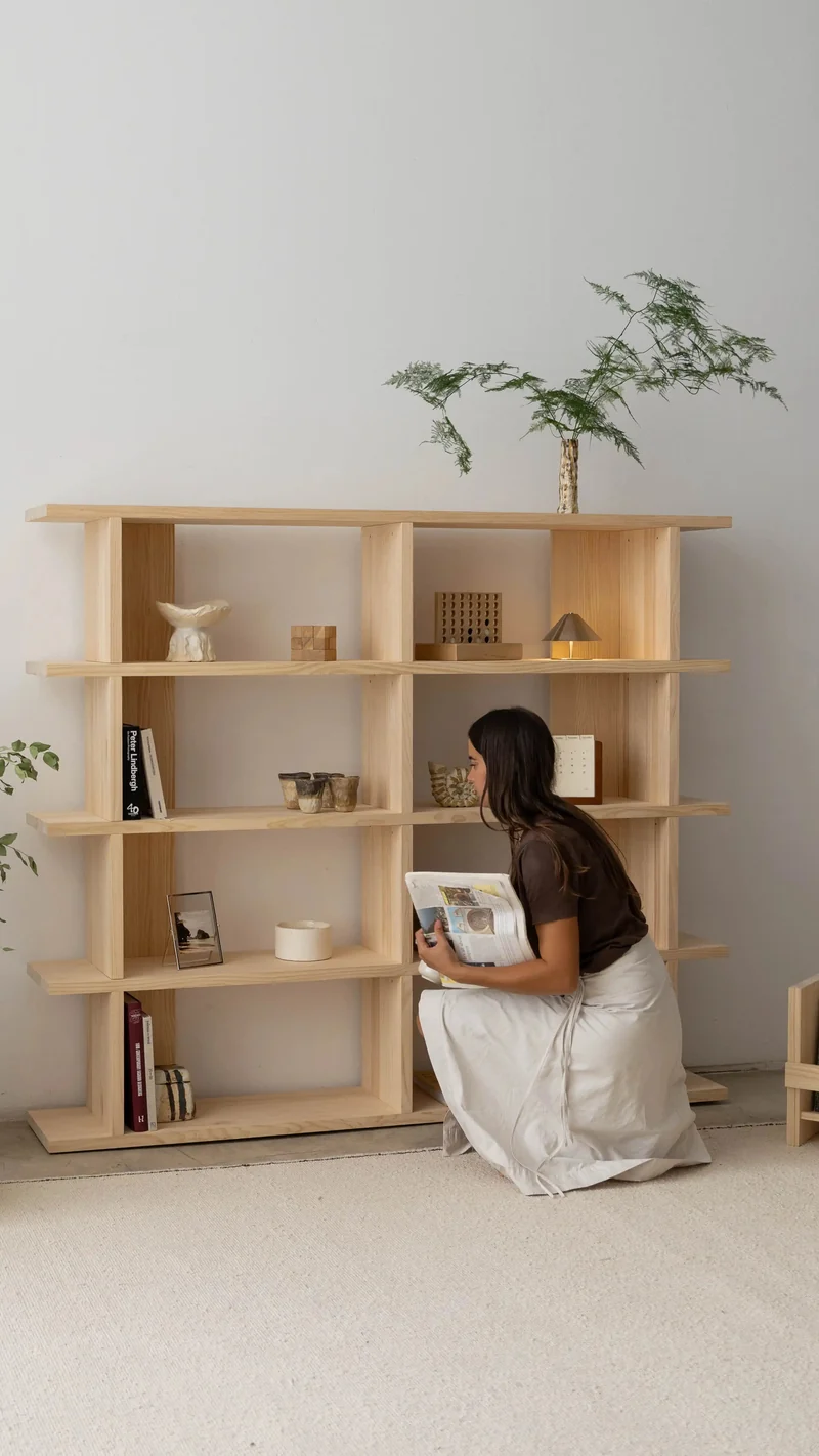 Montgó solid wood bookcase 180 x 152.6 cm