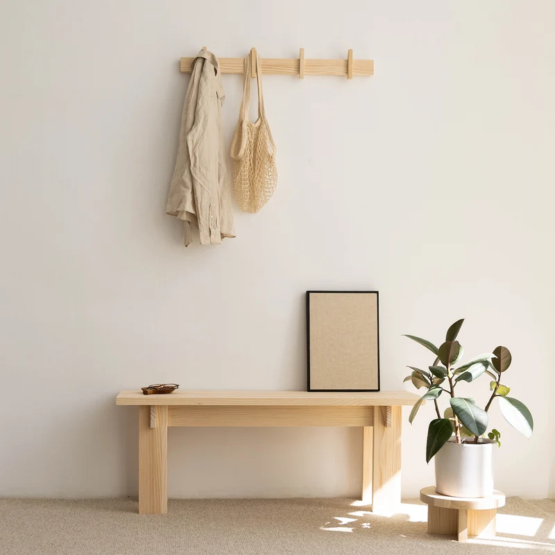 Large wall coat rack Figuera in solid wood 80 cm