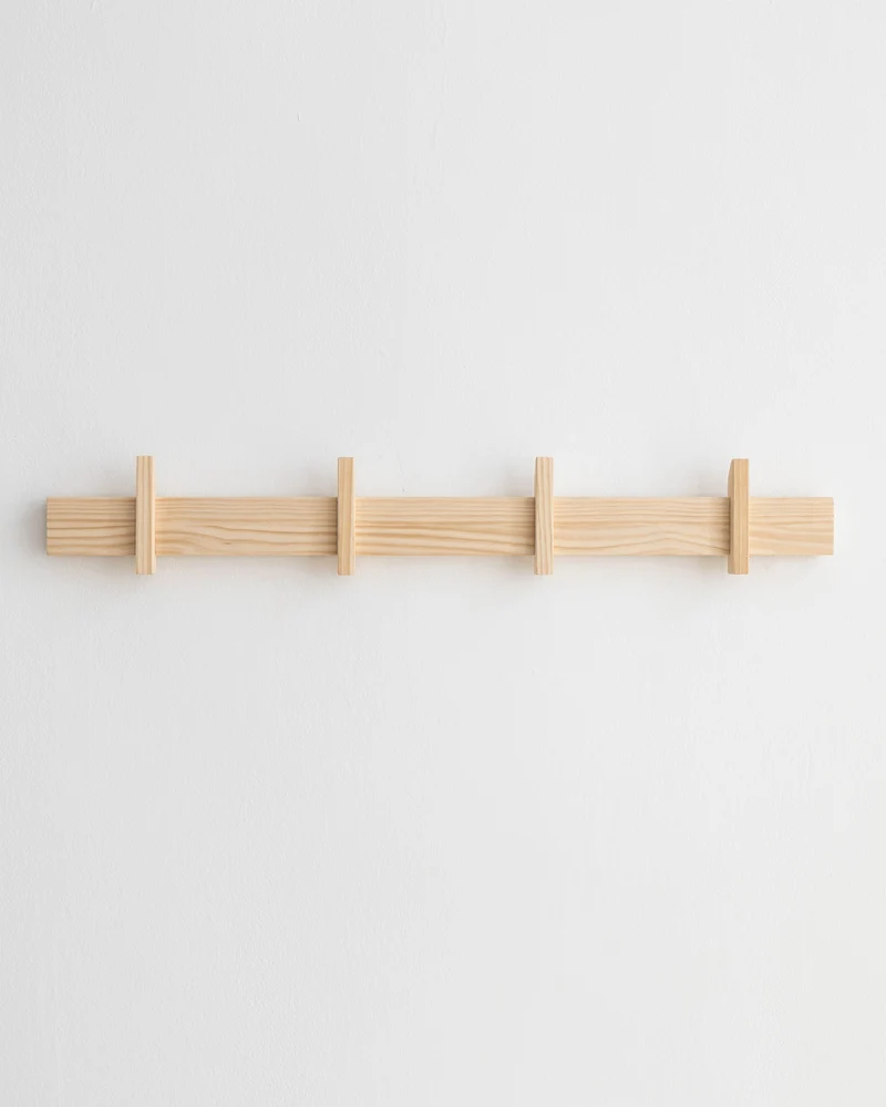 Large wall coat rack Figuera in solid wood 80 cm