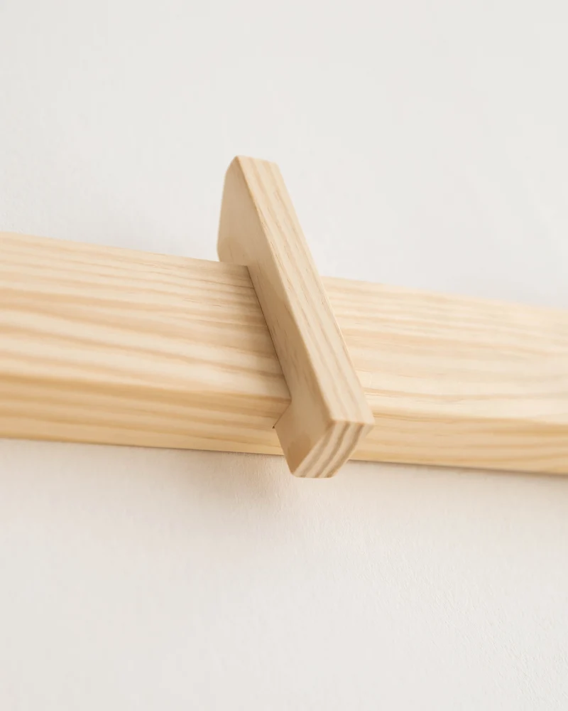 Large wall coat rack Figuera in solid wood 80 cm