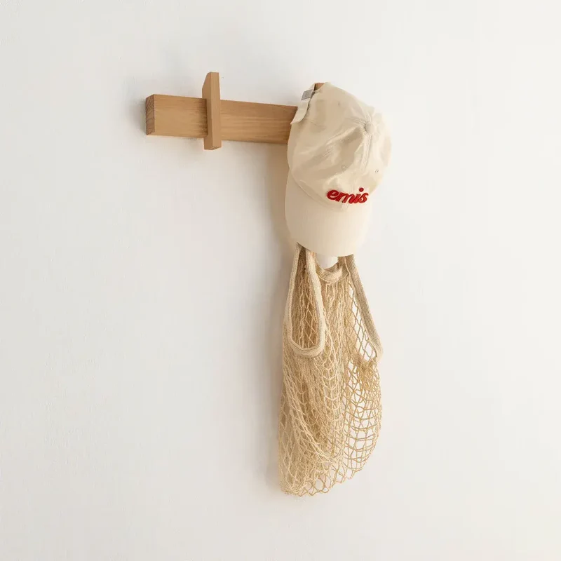 Small wall coat rack Figuera in solid wood 40 cm