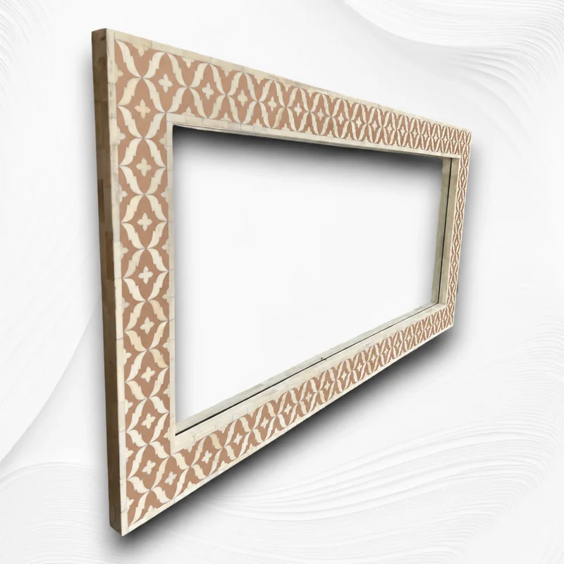 Maya Bone Inlay Floor Mirror Almond