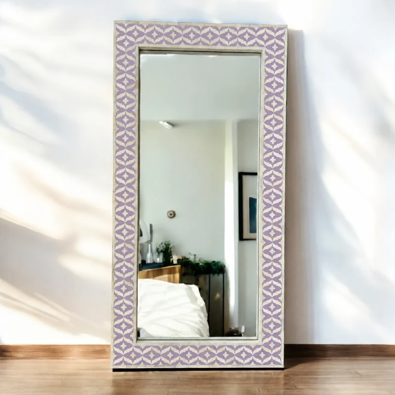 Maya Bone Inlay Floor Mirror Lilac