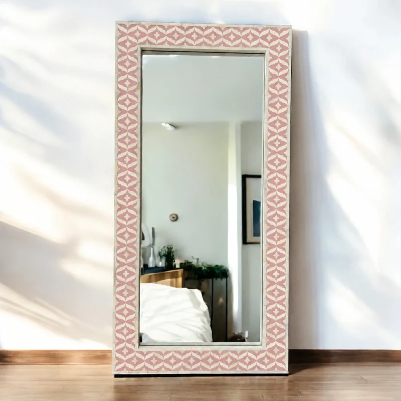 Maya Bone Inlay Floor Mirror Pink