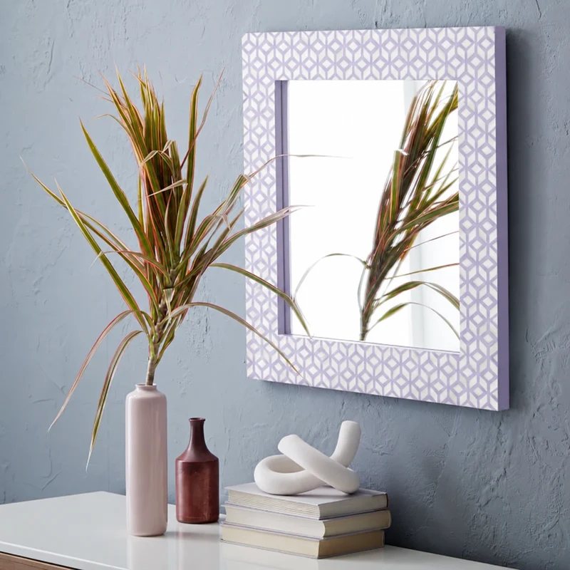 Diamond Bone Inlay Wall Mirror Lilac