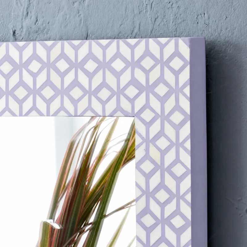 Diamond Bone Inlay Wall Mirror Lilac