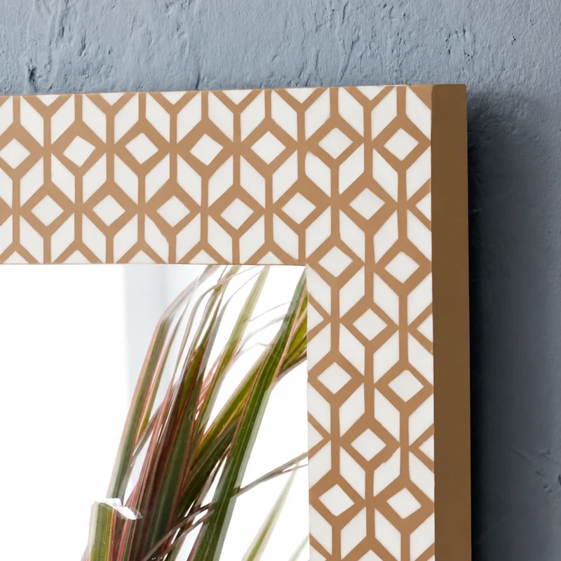 Diamond Square Bone Inlay Mirror Almond