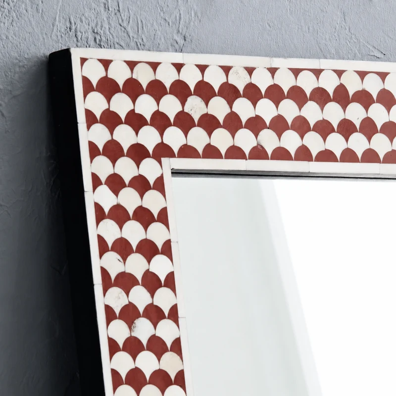 Drop Bone Inlay Square Mirror Red