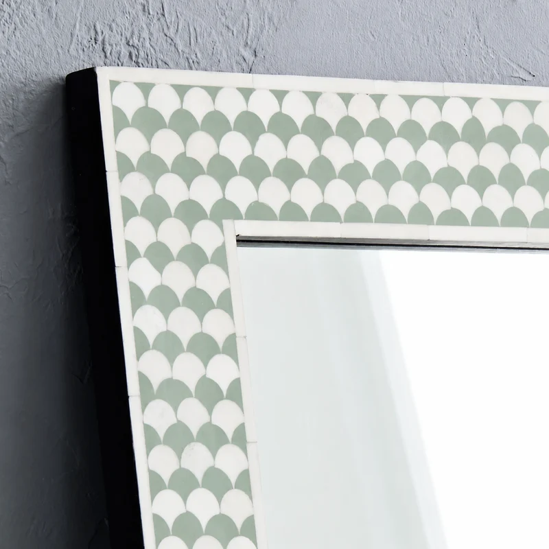 Drop Bone Inlay Square Mirror Green