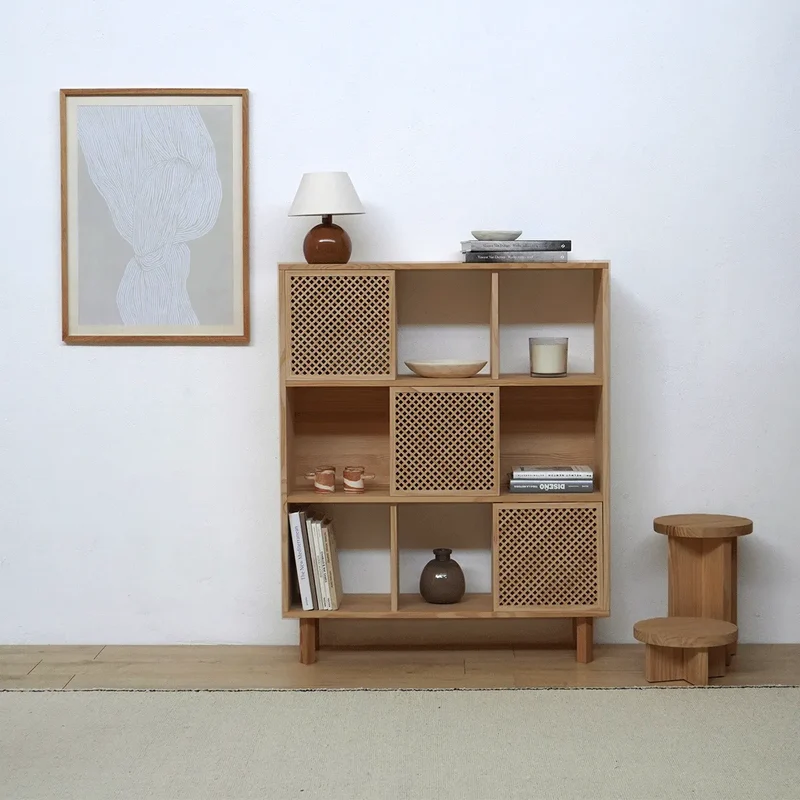 Shelving Mica in pine with 3 doors 98 cm