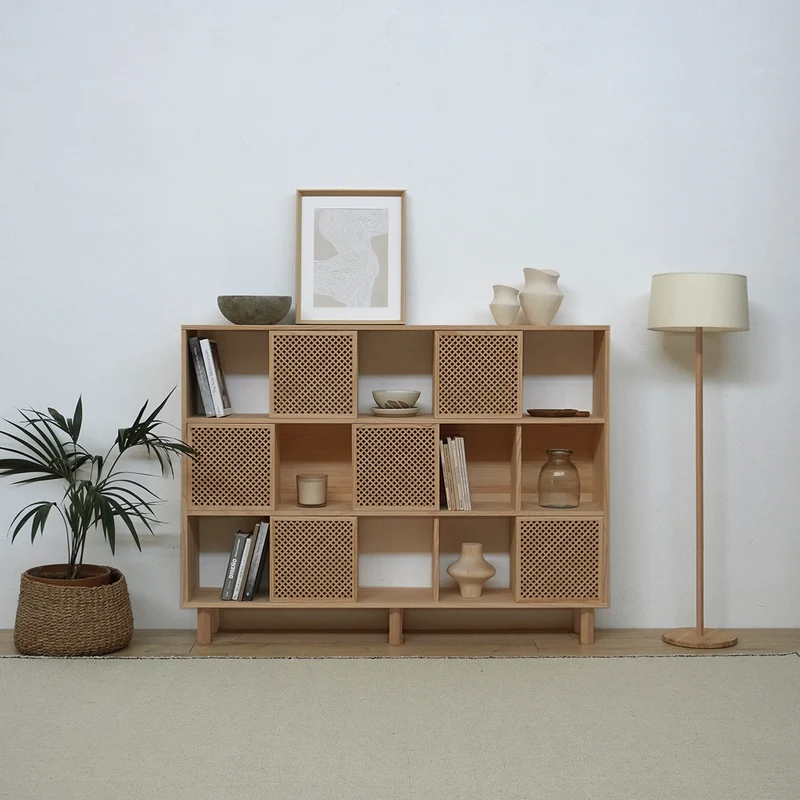 Shelving Porter in pine with 3 or 6 lattice doors 160 cm