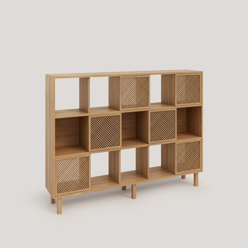 Shelving Porter in pine with 3 or 6 lattice doors 160 cm