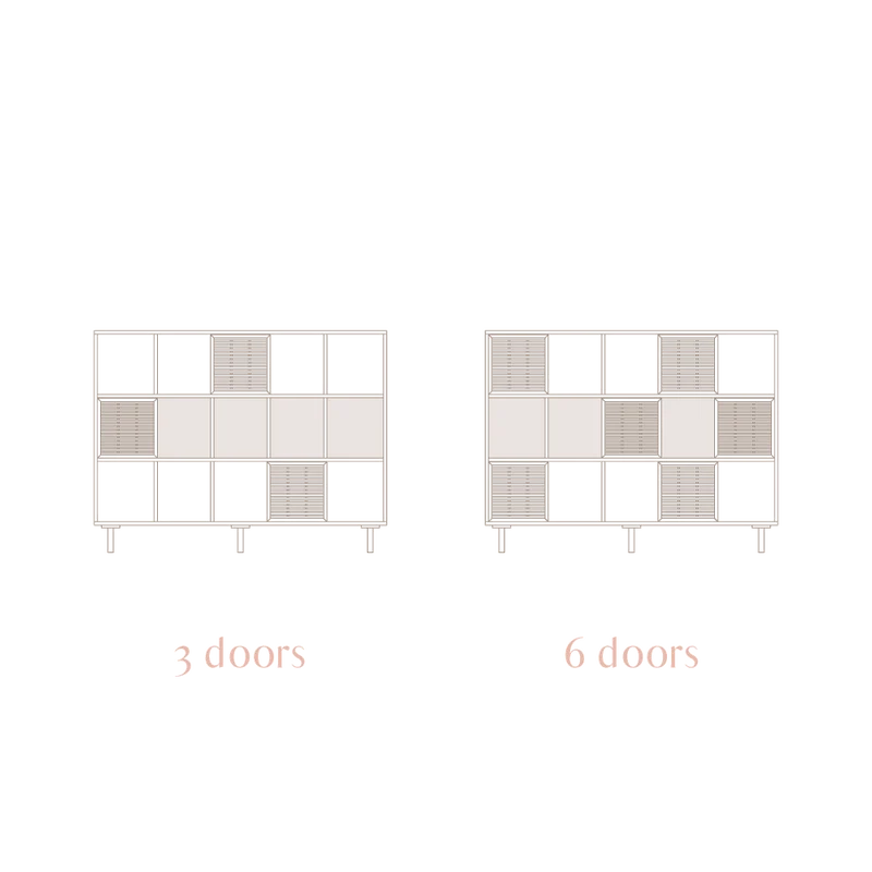 Shelving Morella of pine with 3 or 6 doors mallorquina 160 cm